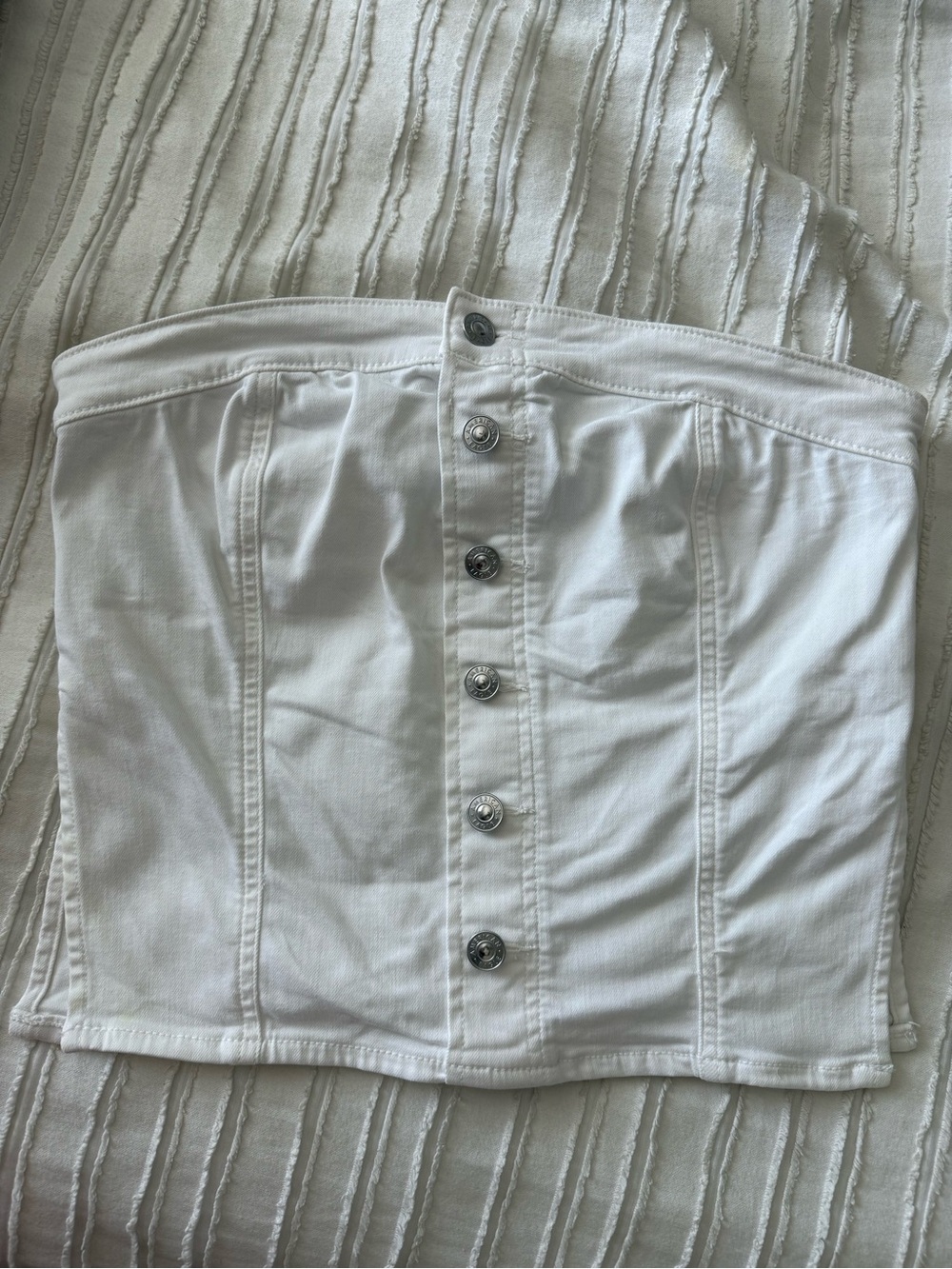White Button-Front Denim Top